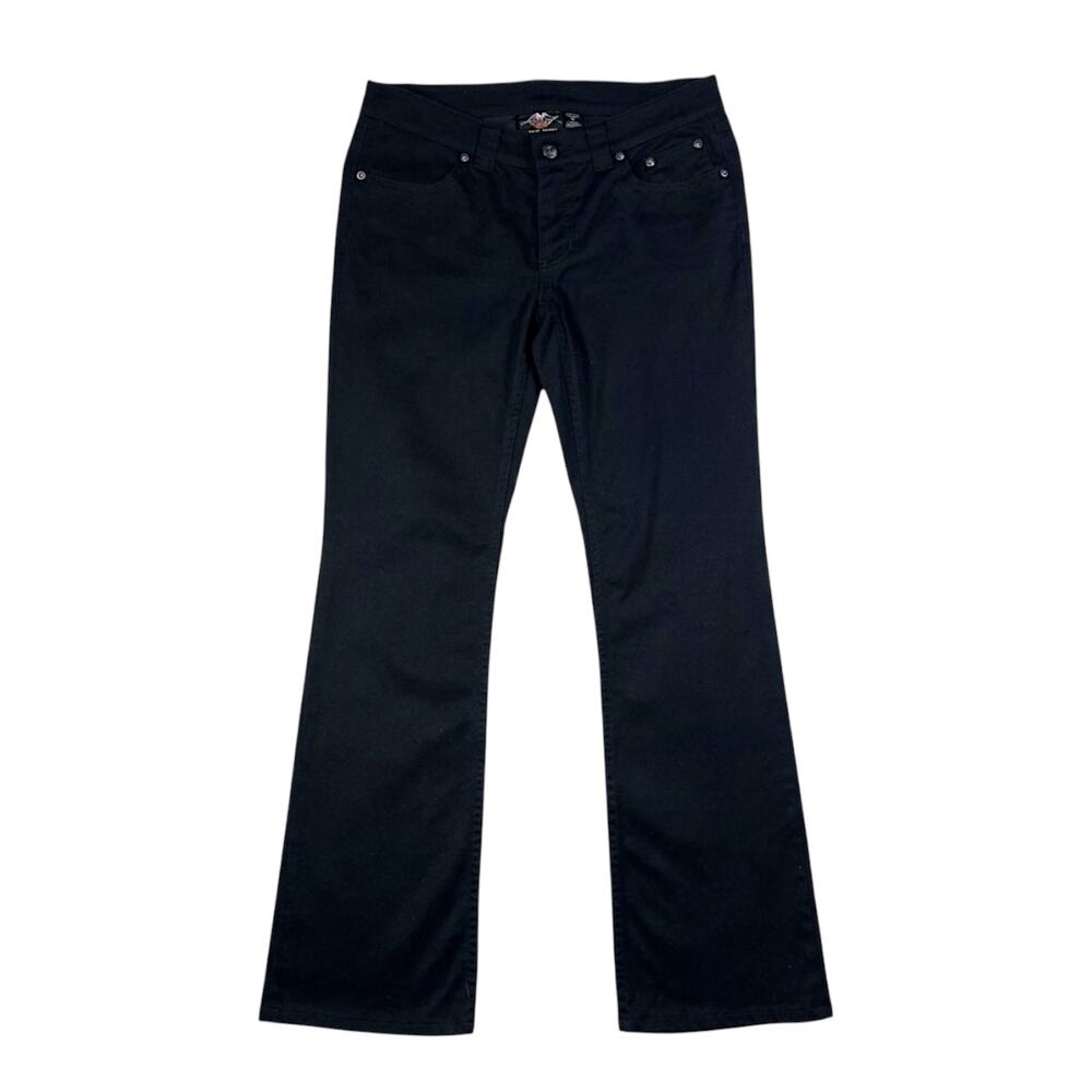 Harley-Davidson Black Cotton Classic Fit Straight Leg Pants | Size 4